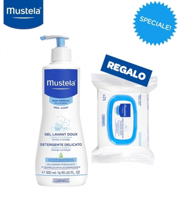 MUSTELA DETERGENTE DELICATO 500 ML + SALVIETTINE MULTIUSO 20 PEZZI - famajoy.it