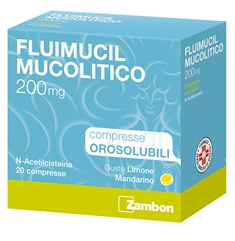 Zambon Fluimucil Mucolitico 200mg Trattamento Affezioni Respiratorie 20 Compresse Orosolubili - famajoy.it