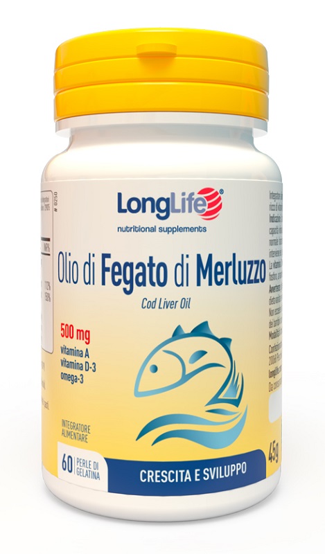 LONGLIFE OLIO FEGATO MERLUZZO 500 MG 60 PERLE IN GELATINA - famajoy.it