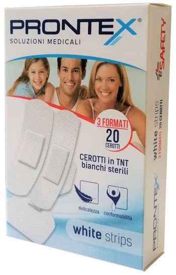 CEROTTO PRONTEX WHITE STRIPS IN TESSUTO NON TESSUTO BIANCO STERILE 3 FORMATI 20 PEZZI - famajoy.it