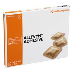 MEDICAZIONE IDROCELLULARE ADESIVA STERILE ALLEVYN ADHESIVE ALTAMENTE ASSORBENTE IN SCHIUMA DI POLIURETANO A STRUTTURA TRISTRATIFICATA 7,5X7,5CM 3 PEZZI - famajoy.it
