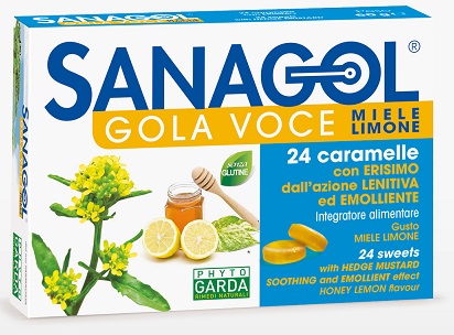 SANAGOL GOLA VOCE MIELE LIMONE 24 CARAMELLE - famajoy.it