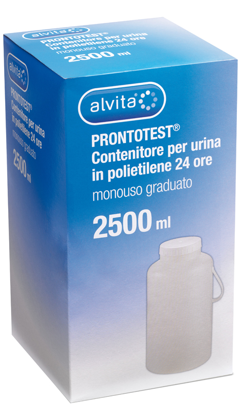 CONTENITORE PER URINA ALVITA PRONTOTEST IN POLIETILENE 24 ORE GRADUATO 2500ML - famajoy.it
