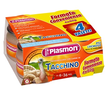 PLASMON OMOGENEIZZATO TACCHINO 4 X 80 G CON GIFT - famajoy.it