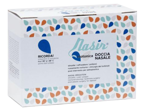 NASIR LAVAGGIO NASALE SOLUZIONE FISIOLOGICA ISOTONICA STERILE SCATOLA CON 4 SACCHE 500ML 4 BLISTER 1 VENTOSA - famajoy.it