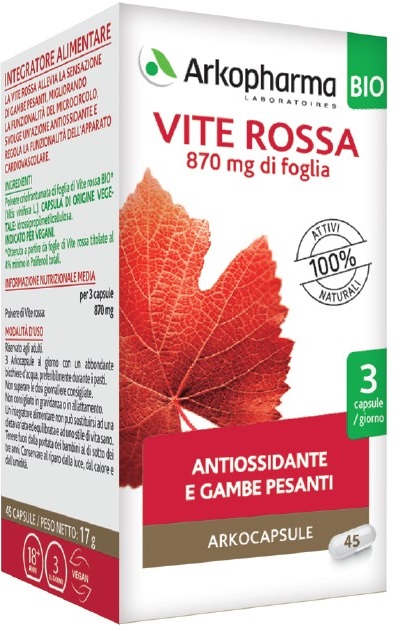ARKO CAPSULE VITE ROSSA BIO 45 CAPSULE - famajoy.it