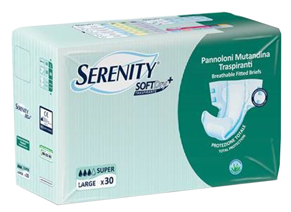 PANNOLONE PER INCONTINENZA A MUTANDINA SERENITY SOFTDRY+ ALOE SUPER LARGE 30 PEZZI - famajoy.it