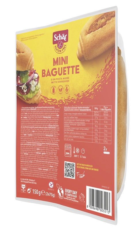 SCHAR MINI BAGUETTE SENZA LATTOSIO 2 X 75 G - famajoy.it