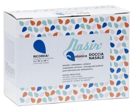 NASIR DOCCIA NASALE CON SOLUZIONE FISIOLOGICA ISOTONICA 10 SACCHE 250 ML + 1 BLISTER - famajoy.it
