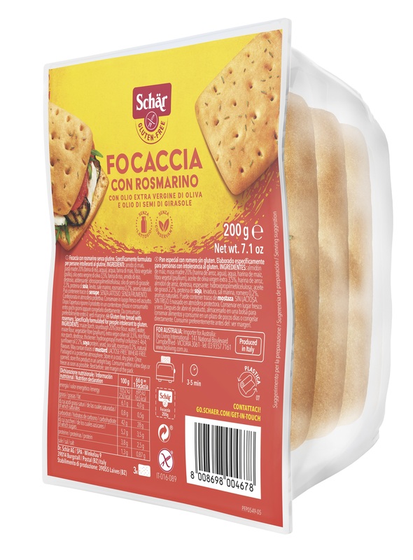 SCHAR FOCACCIA CON ROSMARINO SENZA LATTOSIO 200 G - famajoy.it