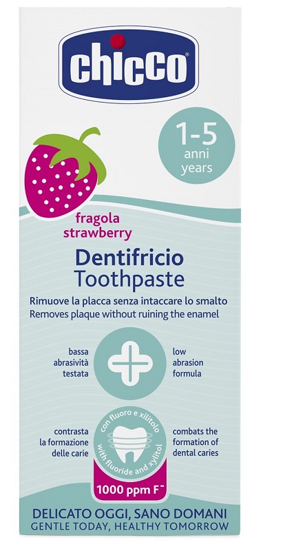 CHICCO DENTIFRICIO FRAGOLA 50 ML 12M+ CON FLUORO - famajoy.it