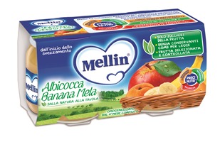 MELLIN OMOGENEIZZATO ALBICOCCA BANANA MELA 100 G 2 PEZZI - famajoy.it
