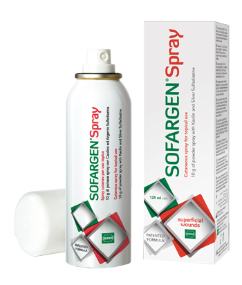 MEDICAZIONE IN POLVERE SPRAY CON CAOLINO E ARGENTO SULFADIAZINA 1% SOFARGEN SPRAY 10 G BOMBOLETTA PRESSURIZZATA 125 ML - famajoy.it