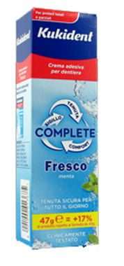 KUKIDENT COMPLETE FRESCO CREMA ADESIVA PER PROTESI DENTARIE 47 G - famajoy.it