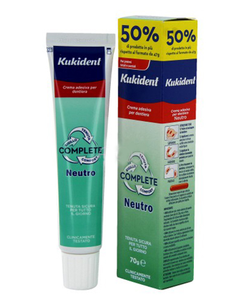 KUKIDENT NEUTRO COMPLETE CREMA ADESIVA PER PROTESI DENTARIE 70 G - famajoy.it