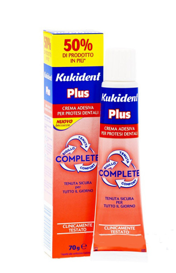 KUKIDENT PLUS COMPLETE CREMA ADESIVA PER PROTESI DENTARIE 70 G - famajoy.it