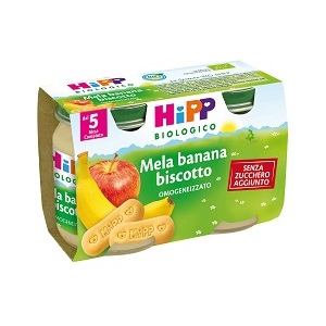 HIPP BIO OMOGENEIZZATO MELA BANANA BISCOTTO 2X125 G - famajoy.it