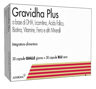 GRAVIDHA PLUS 30 CAPSULE GIALLE GIORNO + 30 CAPSULE BLU SERA - famajoy.it
