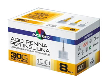 AGO PER PENNA DA INSULINA MASTER-AID 30 GAUGE 8 MM 100 PEZZI - famajoy.it