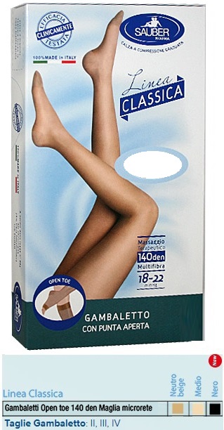 SAUBER GAMBALETTO OPEN TOE MAGLIA MICRORETE 140 DEN COLORE NEUTRO BEIGE TAGLIA 3 LINEA CLASSICA - famajoy.it