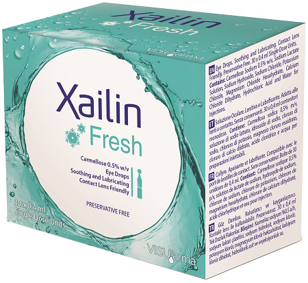 XAILIN FRESH GOCCE OCULARI CARBOSSIMETILCELLULOSA 0,5% 30 FLACONCINI MONODOSE 0,4 ML - famajoy.it