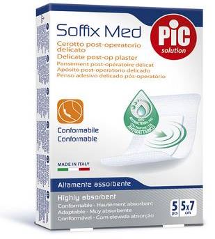 CEROTTO PIC SOFFIX MED IN TNT CON TAMPONE CENTRALE ASSORBENTE STERILE MONOUSO 5X7 CM ANTIBATTERICO 5 PEZZI - famajoy.it