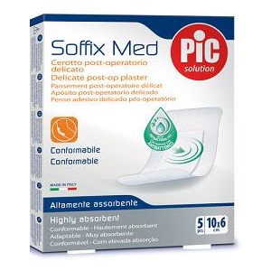 CEROTTO PIC SOFFIX MED IN TNT CON TAMPONE CENTRALE ASSORBENTE STERILE MONOUSO 10X6 CM ANTIBATTERICO 5 PEZZI - famajoy.it