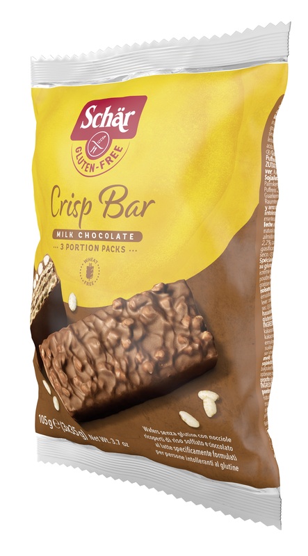 SCHAR CRISP BAR WAFERS CON NOCCIOLE RICOPERTI DI RISO SOFFIATO E CIOCCOLATO AL LATTE 3 PORZIONI DA 35 G - famajoy.it
