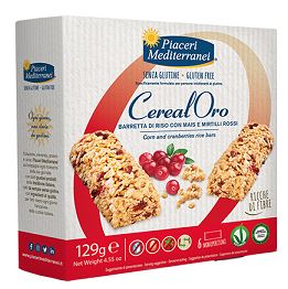 PIACERI MEDITERRANEI CEREALORO BARRETTA DI RISO CON MAIS E MIRTILLI ROSSI 6 PEZZI DA 21,5 G - famajoy.it