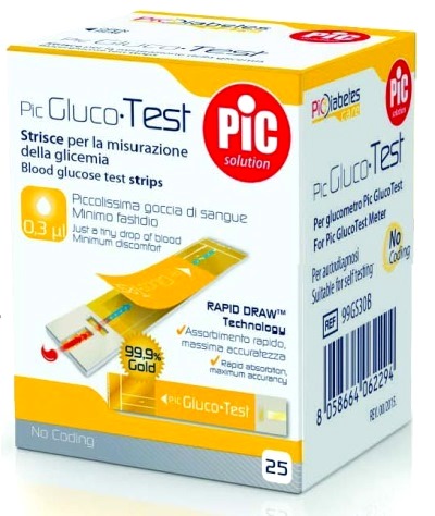 STRISCE MISURAZIONE GLICEMIA PIC GLUCOTEST 25 PEZZI - famajoy.it