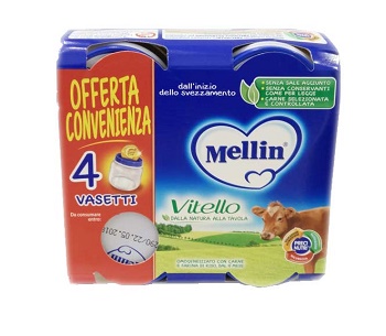 MELLIN OMOGENEIZZATO VITELLO 4 PEZZI X 80 G - famajoy.it