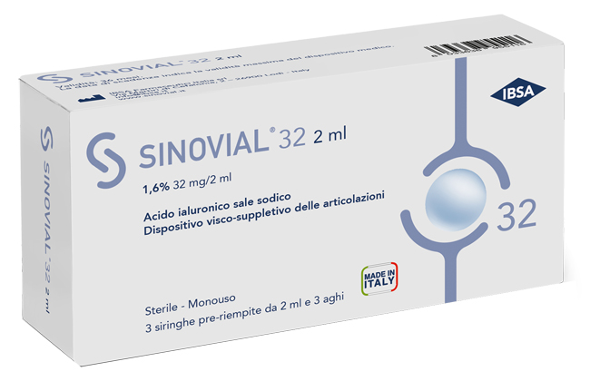 SIRINGA INTRA-ARTICOLARE SINOVIAL 32 ACIDO IALURONICO 1,6% 32 MG/2 ML 1 FS + AGO GAUGE 21 3 PEZZI - famajoy.it