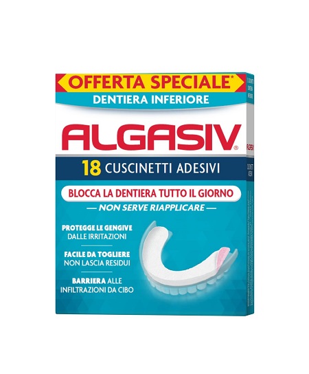 ALGASIV ADESIVO PER PROTESI DENTARIA INFERIORE 15 PEZZI OFFERTA SPECIALE + 3 PEZZI - famajoy.it