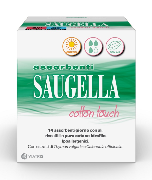 SAUGELLA COTTON TOUCH ASSORBENTI GIORNO CON ALI 14 PEZZI - famajoy.it