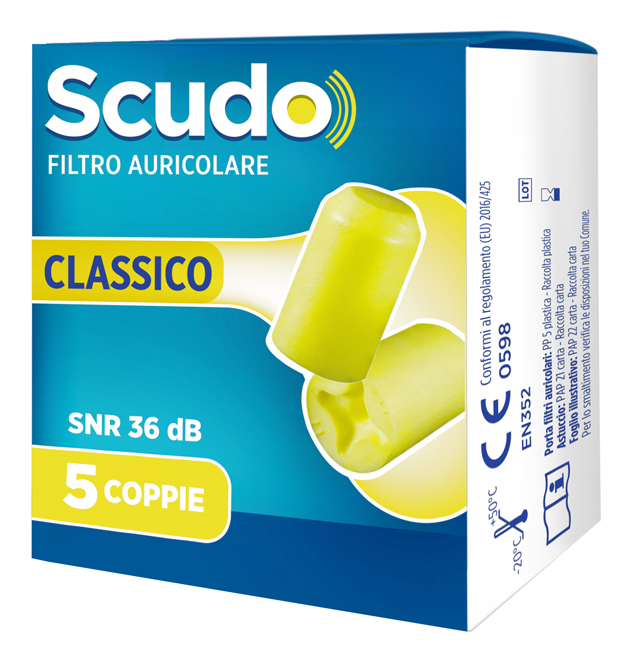 SCUDO FILTRO AURICOLARE CLASSICO SNR 36 DB 7-12MM 5 PAIA - famajoy.it