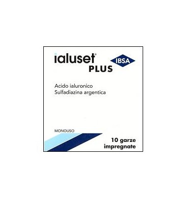 GARZA IALUSET PLUS IMPREGNATA DI CREMA DI ACIDO IALURONICO 0,05%, DI SULFADIAZINA ARGENTICA 1%, MACROGOL, GLICEROLO E ACQUA 10 X 10 CM 10 PEZZI - famajoy.it