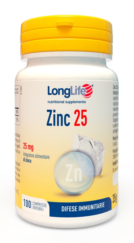 LONGLIFE ZINC 25 MG 100 COMPRESSE DIVISIBILI - famajoy.it
