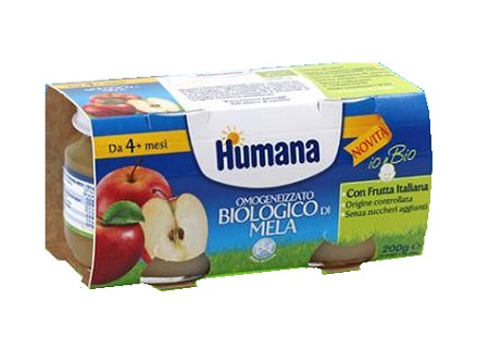 HUMANA OMOGENEIZZATO MELA BIO 2 VASETTI 100G - famajoy.it