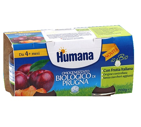HUMANA OMOGENEIZZATO PRUGNA BIO 2 VASETTI 100 G - famajoy.it