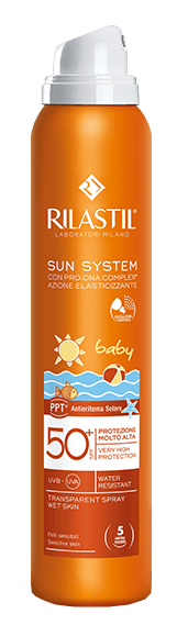 RILASTIL SUN SYSTEM BABY PPT SPF 50+ TRANSPARENT SPRAY WET SKIN 200 ML - famajoy.it