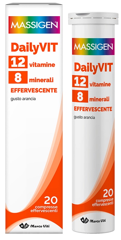 MASSIGEN DAILYVIT 12 VITAMINE 8 MINERALI EFFERVESCENTE 20 COMPRESSE - famajoy.it