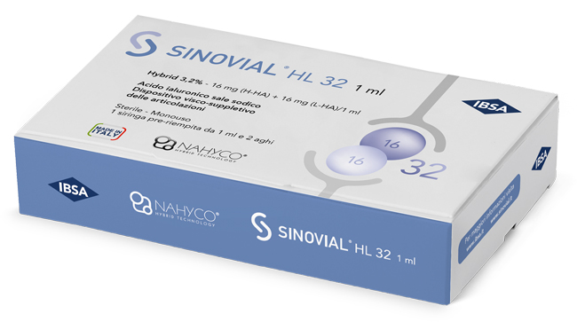 SIRINGA INTRA-ARTICOLARE SINOVIAL HL 32 ACIDO IALURONICO SALE SODICO 16MG H-HA + 16MG H-LA/1ML + AGO 22 GAUGE + AGO 29 GAUGE - famajoy.it