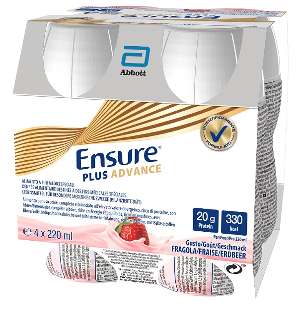 ENSURE PLUS ADVANCE FRAGOLA 4 BOTTIGLIE DA 220 ML - famajoy.it