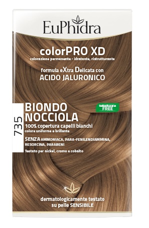 EUPHIDRA COLORPRO XD 735 BIONDO NOCCIOLA GEL COLORANTE CAPELLI IN FLACONE + ATTIVANTE + BALSAMO + GUANTI - famajoy.it