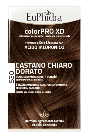 EUPHIDRA COLORPRO XD 530 CASTANO CHIARO DORATO GEL COLORANTE CAPELLI IN FLACONE + ATTIVANTE + BALSAMO + GUANTI - famajoy.it