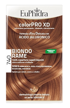 EUPHIDRA COLORPRO XD 740 BIONDO RAME GEL COLORANTE CAPELLI IN FLACONE + ATTIVANTE + BALSAMO + GUANTI - famajoy.it