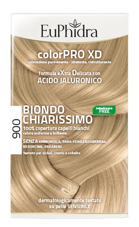 EUPHIDRA COLORPRO XD 900 BIONDO CHIARISSIMO GEL COLORANTE CAPELLI IN FLACONE + ATTIVANTE + BALSAMO + GUANTI - famajoy.it