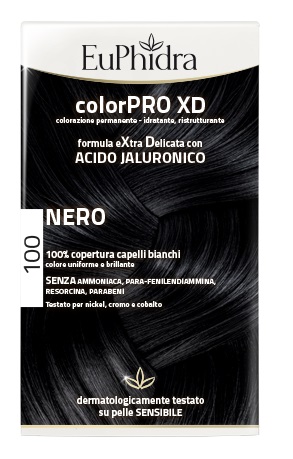 EUPHIDRA COLORPRO XD 100 NERO GEL COLORANTE CAPELLI IN FLACONE + ATTIVANTE + BALSAMO + GUANTI - famajoy.it