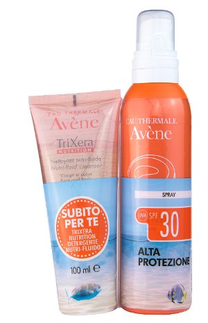 AVENE SOLARE KIT SPRAY SPF 30 200 ML + TRIXERA NUTRITION DETERGENTE 100 ML - famajoy.it