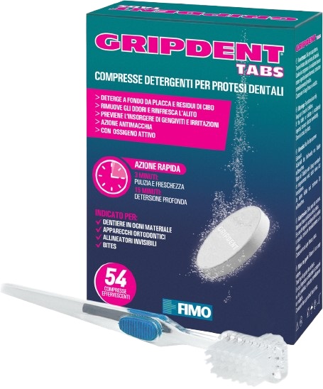 GRIPDENT TABS 54 COMPRESSE + SPAZZOLINO PULITORE - famajoy.it